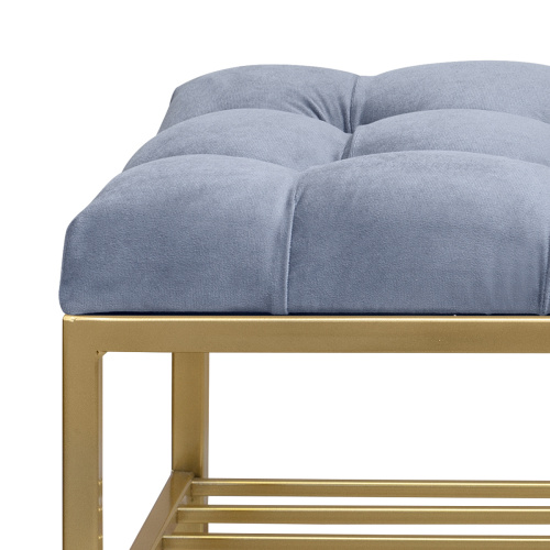 Банкетка RUBY, золотая, Light Blue, каретная стяжка, 110*40*43,5 фото 5