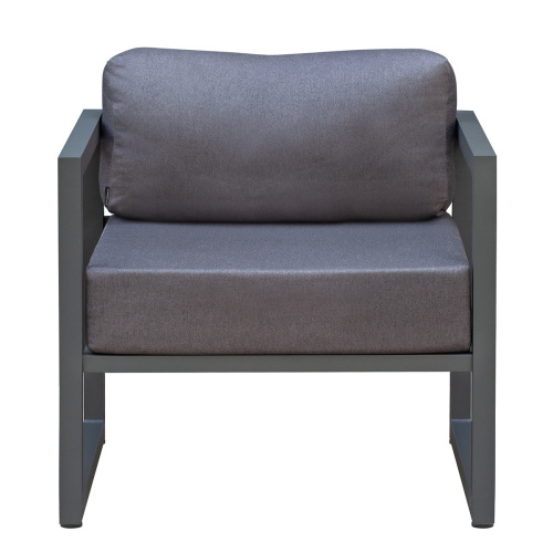 Кресло уличное MALTA, алюминий серый, коричневая рогожка 76*75*66 фото 6