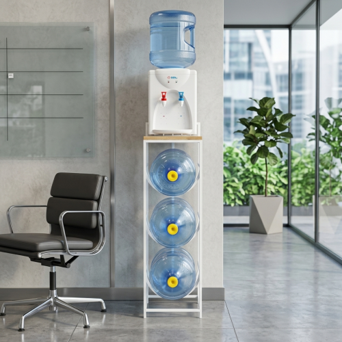 Подставка для 3 бутылок столик дуб/колеса, белая фото 2