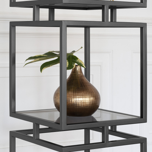 Стеллаж CUBIC-4, черный, тонированное стекло, 40*40*196,5 фото 3