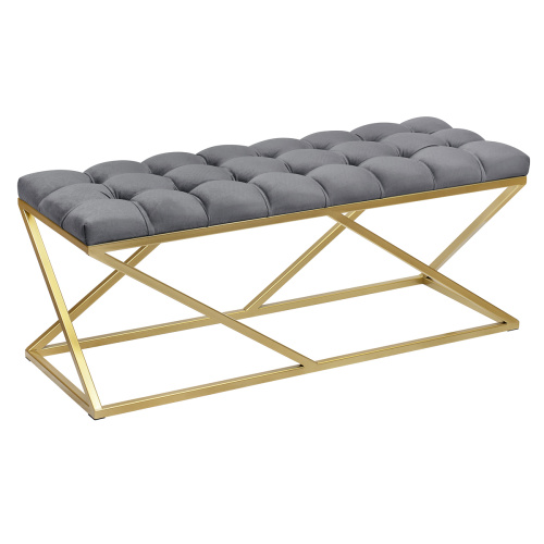 Банкетка ZUMA, золотая, обивка Mouse Grey, каретная стяжка, 110*40*45 фото 3