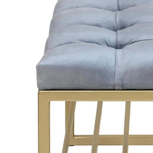 Банкетка RUBY MINI, золотая, Light Blue, каретная стяжка, 85*40*45 фото 11