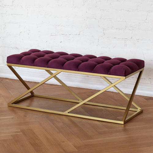 Банкетка ZUMA, золотая, Marsala, каретная стяжка, 110*40*45 фото 2