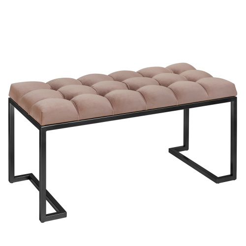 Банкетка OMEGA MINI, черная, Mocco, каретная стяжка, 85*40*45 фото 2