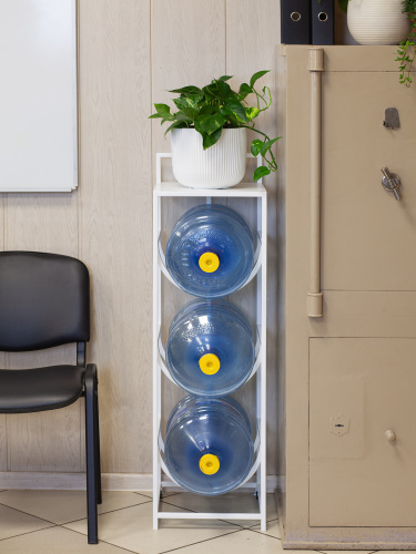 Подставка для 3 бутылок со столиком и с колесами, белая фото 2