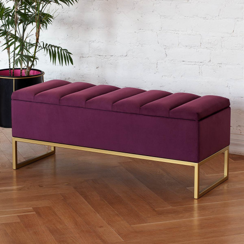 Банкетка CUBE, с ящиком для хранения, золотая, Marsala, Bulon, 110*40*43,5 фото 4