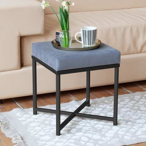 Пуф CRUZ, черный, Light Blue, 40*40*47