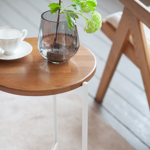 Столик кофейный ODRI, белый/дуб, 43,5*43,5*60,5 фото 3