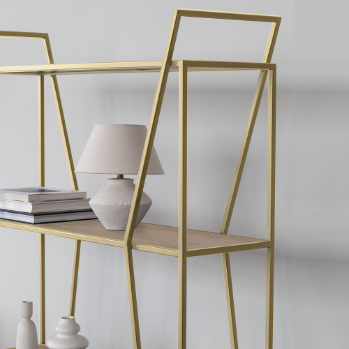 Стеллаж OSLO, золотой, ЛДСП Дуб Каселла, 100*33*171 фото 4