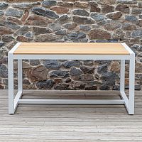 Стол уличный обеденный SANTORINI, алюминий белый, дерево, 150*87*77
