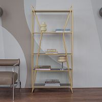 Стеллаж OSLO MINI, золотой, ЛДСП Бетон темный, 80*33*171