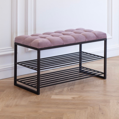 Обувница GARDA, черный, Dusty Pink, каретная стяжка, 85*40*52