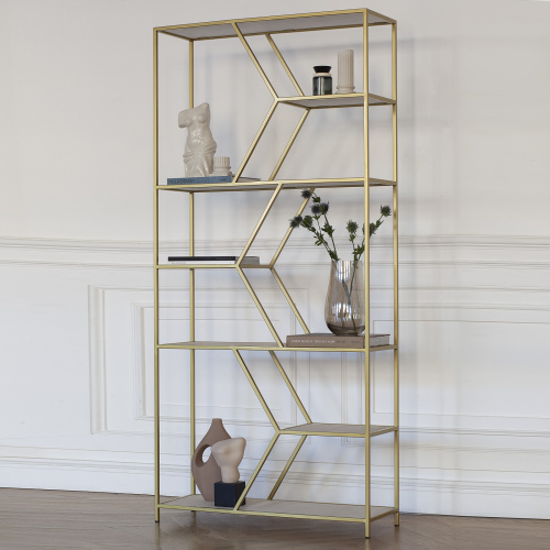 Стеллаж MALTA, золотой, керамика Ivory, 90*30*192 фото 2