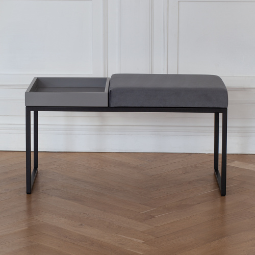 Банкетка ALBA BOX, черная, Light Blue, GreyBox, 85*40*45