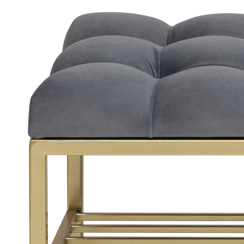 Банкетка RUBY MINI, золотая, обивка Mouse Grey, каретная стяжка, 85*40*45 фото 10