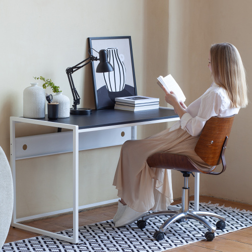 Стол письменный Rimini, белый, ЛДСП Черный, 120*65*75 фото 3