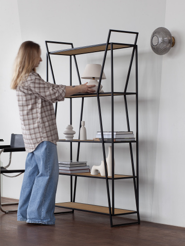 Стеллаж OSLO, черный, ЛДСП Робиния фото 3