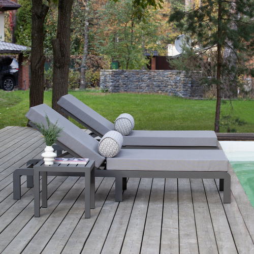 Шезлонг AMALFI, каркас алюминий цвет LAVA, подушки ткань водонепр. Stone фото 2