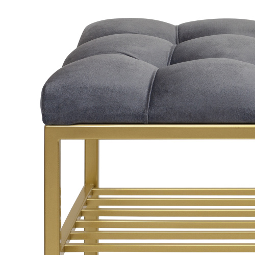 Обувница GARDA PLUS, золотая, Mouse Grey, каретная стяжка, 85*40*52 фото 6