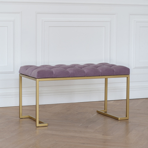 Банкетка OMEGA MINI, золотая, Dusty Pink, каретная стяжка, 85*40*45 фото 2