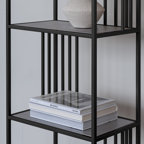 Стеллаж SOHO MINI, черный, ЛДСП Бетон светлый, 45*30*195 фото 4