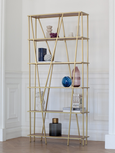 Стеллаж EVA, золотой, ЛДСП Робиния, 90*30*190 фото 2