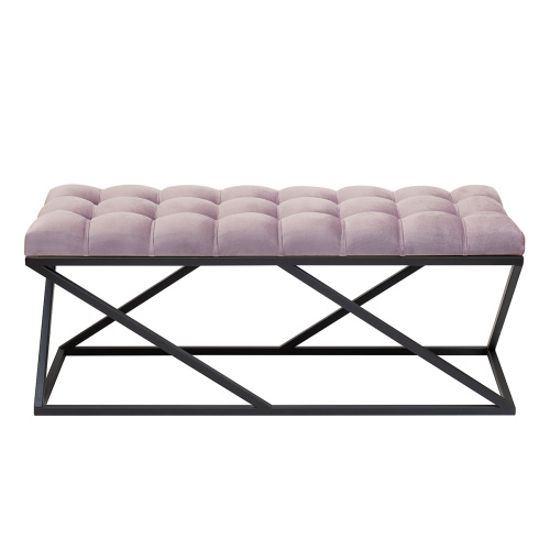 Банкетка ZUMA, черная, Dusty Pink, каретная стяжка, 110*40*45 фото 3