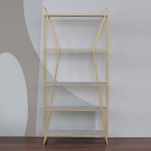Стеллаж OSLO MINI, золотой, ЛДСП Бетон светлый, 80*33*171 фото 6