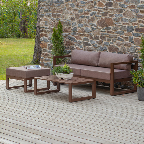 Набор садовой мебели CAPRI / 3 предмета: диван, столик, пуф / коричневый (S3C) фото 2