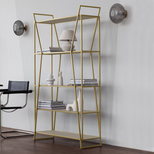 Стеллаж OSLO, золотой, керамика Ivory, 100*33*171 фото 2