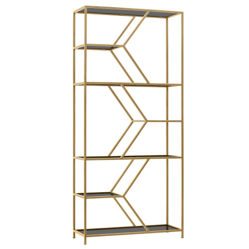 Стеллаж MALTA MINI, золотой, тонированное стекло, 80*30*175 фото 7
