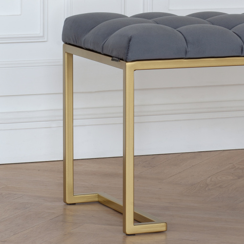 Банкетка OMEGA MINI, золотая, Mouse Grey, каретная стяжка, 85*40*45 фото 3