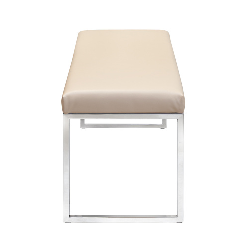 Банкетка ALBA, н/ж сталь, экокожа Light Beige, 110*40*45 фото 6