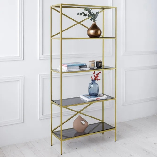 Стеллаж KARIN-800, золотой, тонированное стекло фото 8