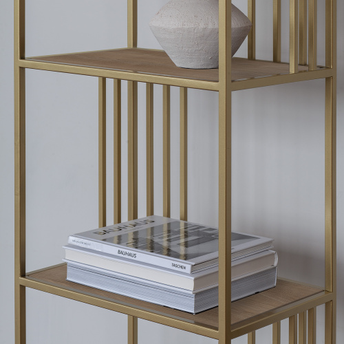Стеллаж SOHO MINI, золотой, ЛДСП Дуб Каселла, 45*30*195 фото 6