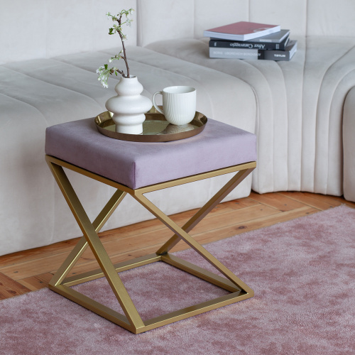 Пуф Chelsea, золотой, Dusty Pink, 40*40*45