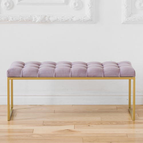 Банкетка ALBA, золотая, Dusty Pink, каретная стяжка, 110*40*45