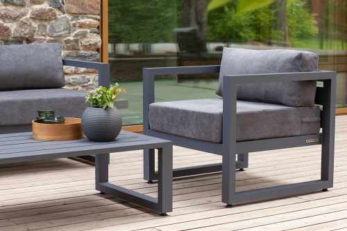 Набор садовой мебели CAPRI: диван, 2 кресла, столик, серый цвет фото 5