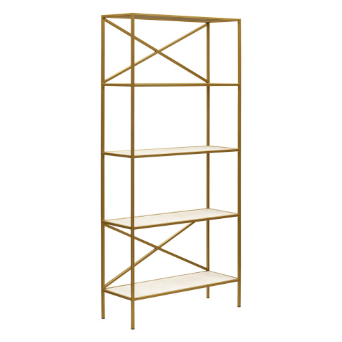 Стеллаж KARIN-800, золотой, керамика слоновая кость, 80*30*175 фото 6