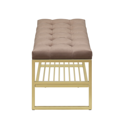 Банкетка RIMINI MINI, золотой, Mocco, каретная стяжка, 85*40*45 фото 3