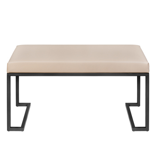 Банкетка OMEGA MINI, черная, экокожа Light Beige, 85*40*45