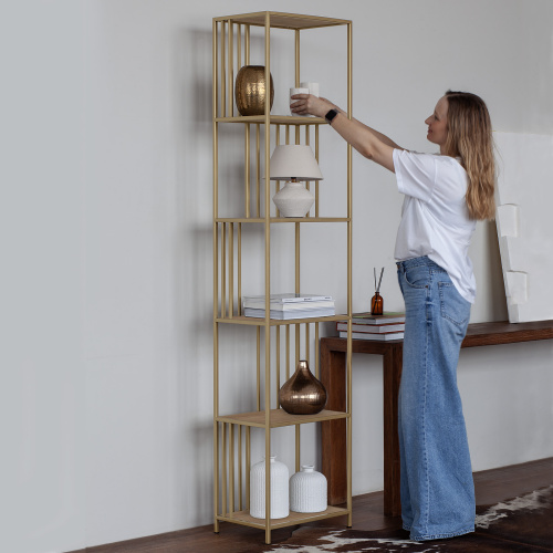 Стеллаж SOHO MINI, золотой, ЛДСП Дуб Каселла, 45*30*195 фото 3