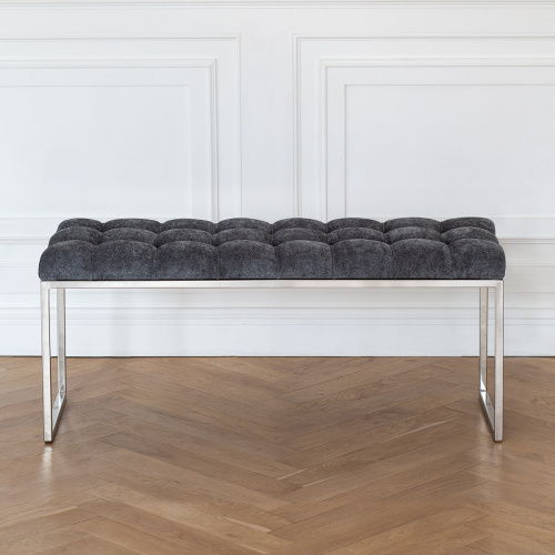 Банкетка ALBA, н/ж сталь, Steel Grey, каретная стяжка, 110*40*45