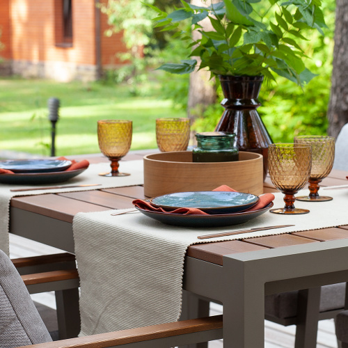 Стол уличный обеденный SANTORINI, алюминий PECAN, дерево, 150*87*77 фото 5