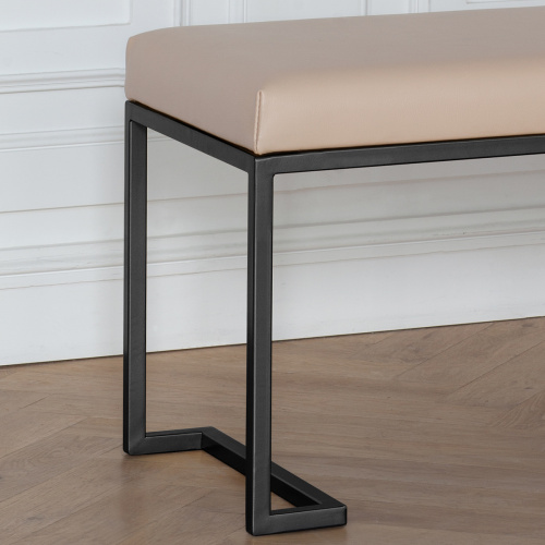 Банкетка OMEGA, черная, экокожа Light Beige, 110*40*45 фото 3