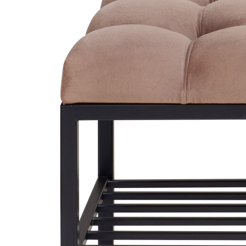 Банкетка RUBY MINI, черная, Mocco, каретная стяжка, 85*40*45 фото 4