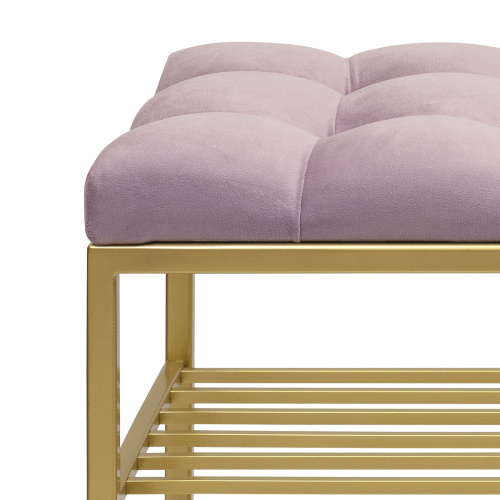 Обувница GARDA PLUS, золотая, Dusty Pink, каретная стяжка, 85*40*52 фото 6