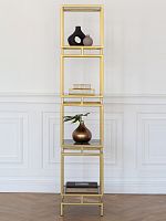 Стеллаж CUBIC-4, золотой, тонированное стекло, 40*40*196,5