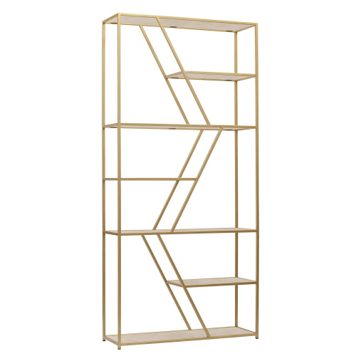 Стеллаж ARNETTA, золотой, полки керамика слоновая кость, 90*30*192