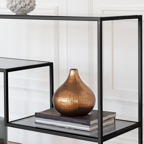 Консоль JAQLENE, черная, тонированное стекло, 100*35*81 фото 3